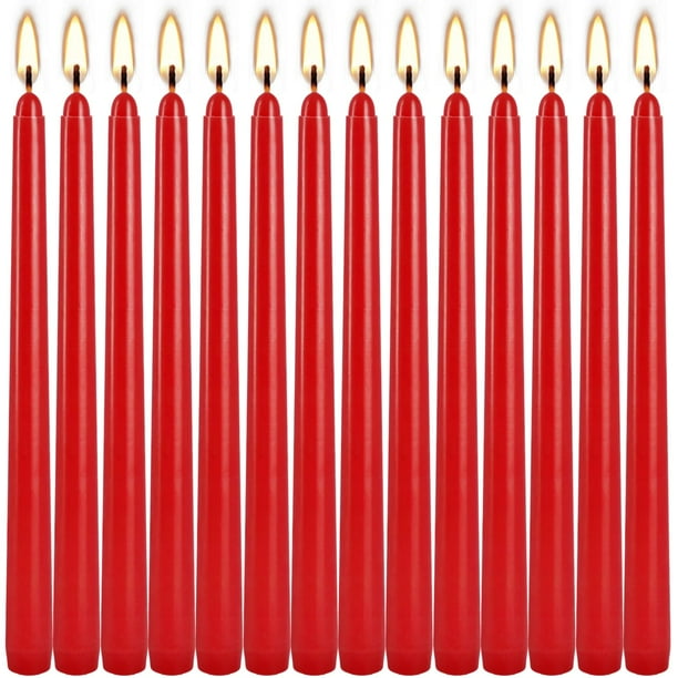 Vela cónica WPONSZU, roja, 25 cm, sin perfume, sin goteo, paquete de 14