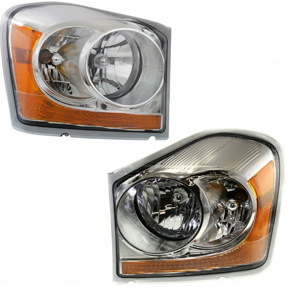 For Dodge Durango Headlight Assembly 2004 2005 Driver and Passenger Side Pair w/ Bulbs Replaces CH2502147 CH2503147