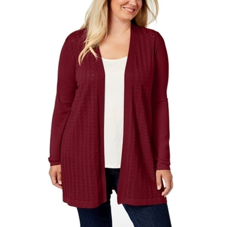 Womens Sweater Plus Pointelle Knit Cardigan 3X