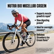 NutraBio Muscle Matrix Casein Protein Powder, Strawberry Ice Cream, 2 lbs, Slow Digesting, Non-GMO, Gluten Free