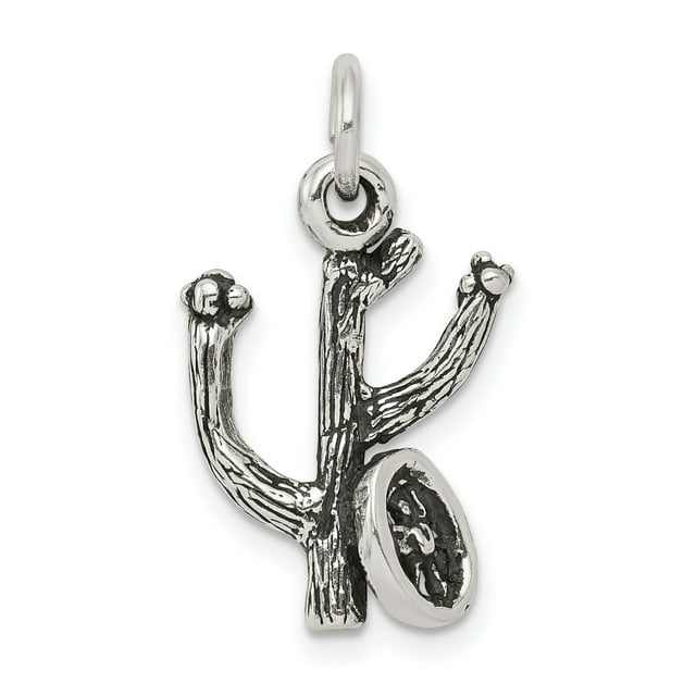 925 Sterling Silver Cactus Western Pendentif Pendentif Roue Collier