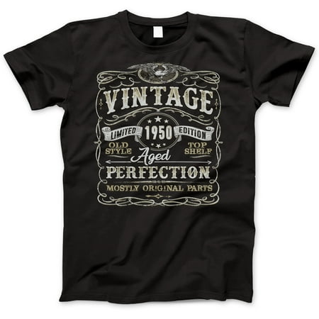 69th Birthday Gift T-Shirt - Born In 1950 - Vintage Aged 69 Years Perfection - Short Sleeve - Mens - Black T Shirt - (2019 Version) (Best Small Homes 2019)
