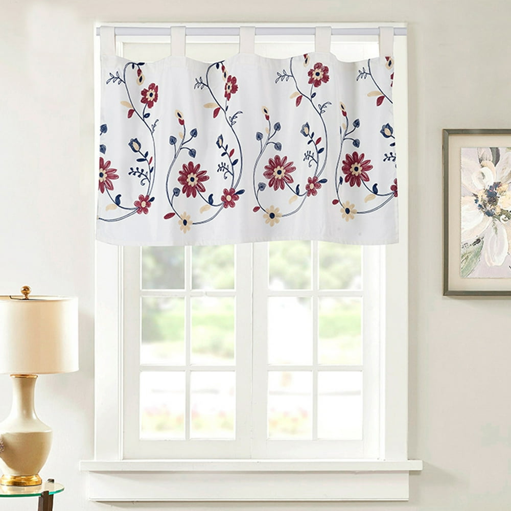 Polyester Flower Print Kitchen Short Curtain Window Valance Drape Home