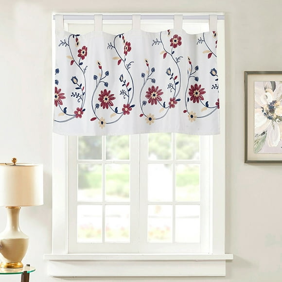 Cheers Polyester Flower Print Kitchen Short Curtain Window Valance Drape Home Decor