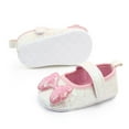 thumbnail image 5 of Zanarzt Baby Flats Baby Girls Mary Jane Leather Bowknot Pincess Prewalker Christening Baptism Crib Shoes Pink,US 6, 5 of 5