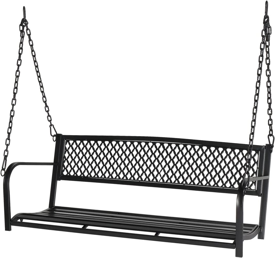 MOWENTA Upgraded Metal Patio Porch Swing, 660 LBS Weight Capacity Steel