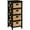 Black, variant on eHemco 4 Tier X-Side End Storage Cabinet with 4 Wicker Baskets, Walnut
