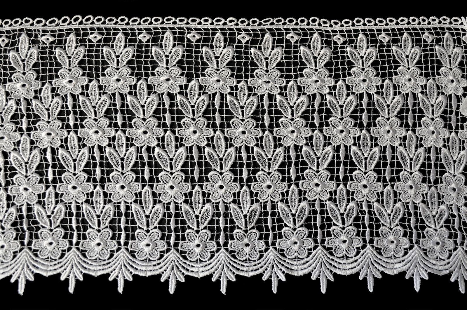 Lily 13.5" Black and White DIY Floral Guipure Bridal Venice Lace by Yardage