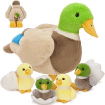 Muiteiur 7Pcs Duck Stuffed Animals 15'' Stuffed Mallard with 4 Baby Ducks Plush Toys