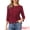 Burgundy, variant on Women's Peplum Crew Neck 3/4 Sleeve Ruffle Pullover Blouses L Dark Blue
