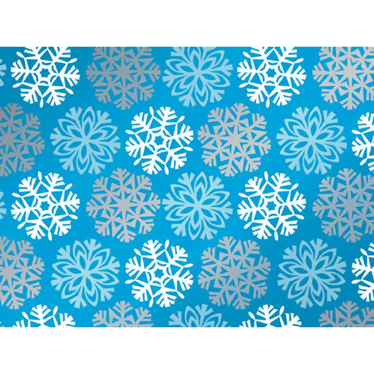 Pack of 1, Snowflakes 24 x 833' Full Ream Roll Gift Wrap (Metallized) For  Party, Holiday & Events, Made In USA 