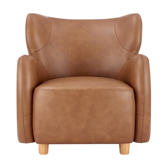 New Pacific Direct Tiffani Top Grain Leather Accent Arm Chair in Garrett Caramel