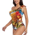 thumbnail image 5 of Daiia Vibrant Picnic Food Spread Women's One Piece Swimsuits Personalized One Shoulder Swimwear Asymmetric Ruffle Bathing Suits-XX-Large, 5 of 8