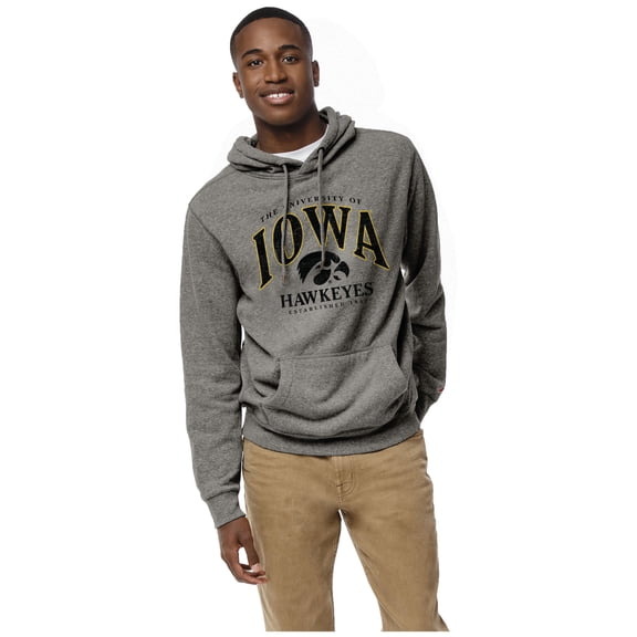 Men's League Collegiate Wear Heather Gray Iowa Hawkeyes Heritage Tri-Blend Pullover Hoodie