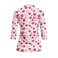 thumbnail image 3 of Uorisanigo Pink Heart Women's 3/4 Sleeve Golf Top Size L Comfortable Polyester Spandex Fabric Moisture Wicking Casual Tennis Activewear Versatile Zipper Neck Pullover Outing Wear, 3 of 7