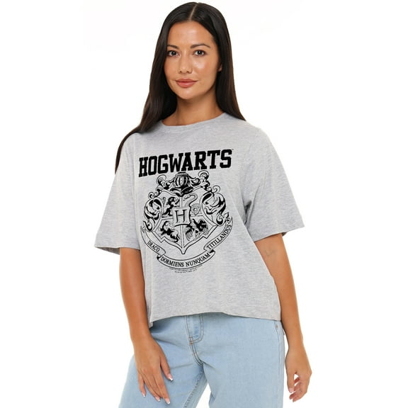 Harry Potter Hogwarts Athletic Women's Boxy Cropped T-Shirt Casual Graphic Tee