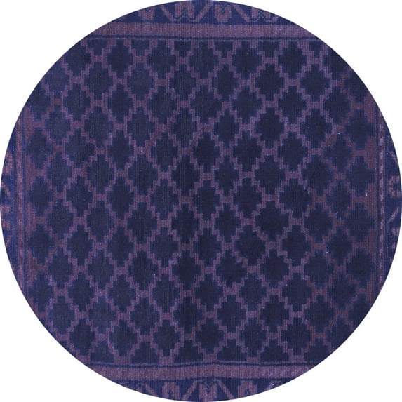Ahgly Company Machine Washable Indoor Round Persian Blue Traditional Area Rugs, 4' Round