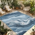 thumbnail image 2 of Outdoor Rug 5x8 ft Abstract Blue White Ocean Waves Waterproof Outdoor Patio Rug Mat Non Slip Outside Area Rugs Carpet for RV,Camping,Porch,Deck,Pool,Balconybackyard,Marble Textured Modern Art, 2 of 9