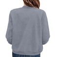 thumbnail image 6 of IUYRTFE Women's Stand Collar Snap Button Bomber Jacket Long Sleeve Casual Winter Coat with Pockets, 6 of 6