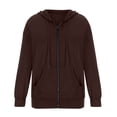 thumbnail image 3 of Hessimy Womens Zip Up Sweatshirts Lined Collar Crop Hoodie Casual Cotton Long Sleeve Tops(Coffee,S), 3 of 3