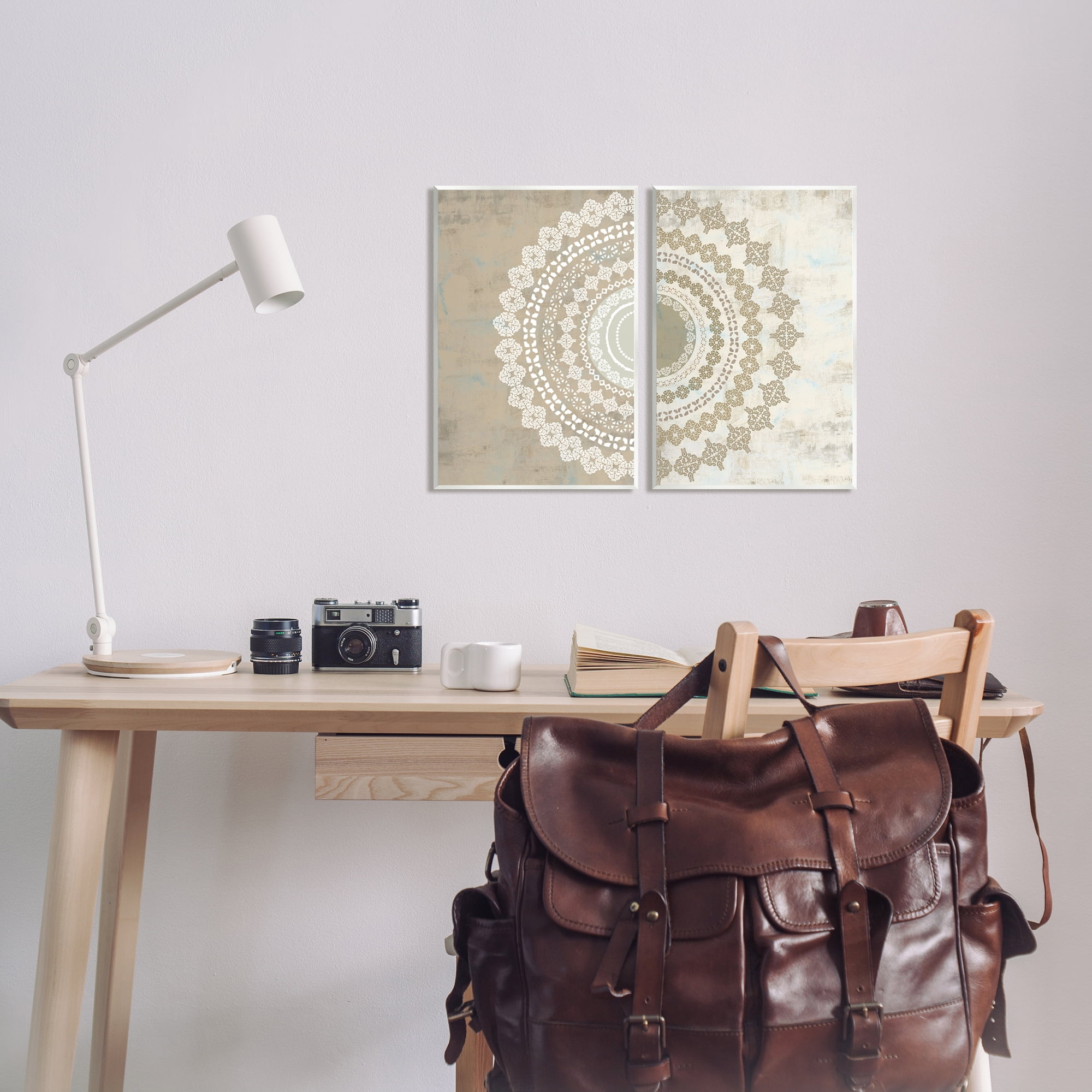 Stupell Rustic Mandala Boho Pattern Abstract Painting Wall Plaque Unframed Art Print Wall Art, Set of 2
