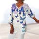 thumbnail image 2 of Mujeres Ocio Elegante Jersey Impreso Encaje Impresión Tres cuartos Manga Cuello en V Tops OAVQHLG3B Store lin121212, 2 of 5