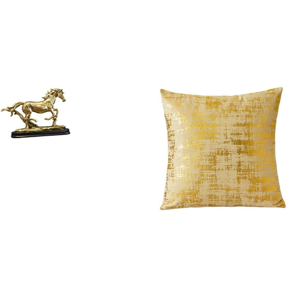 Escultura Figura Obra De Arte Adorno Coleccionable Estatua De Caballo Para Escritorio Estantería Muebles De Sala Decoración Del Hogar Funda De Almohada Elegante Cojín De Sofá Funda De
