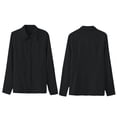 thumbnail image 5 of Only Moment Button Down Shirts for Women Long Sleeve V Neck Polyurethane Fiber Spring Summer Shirts Beach Vacation Clothes Black,2XL, 5 of 6