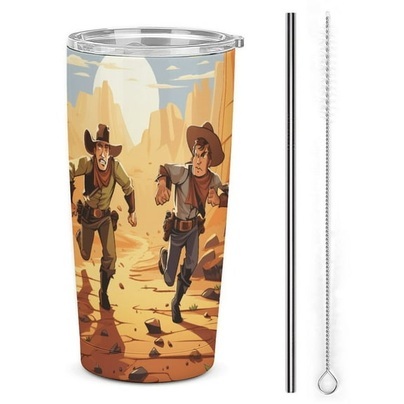 20oz Insulated Stainless Steel Tumbler,Vintage Western Cowboy Double Wall Vacuum Travel Coffee Mug