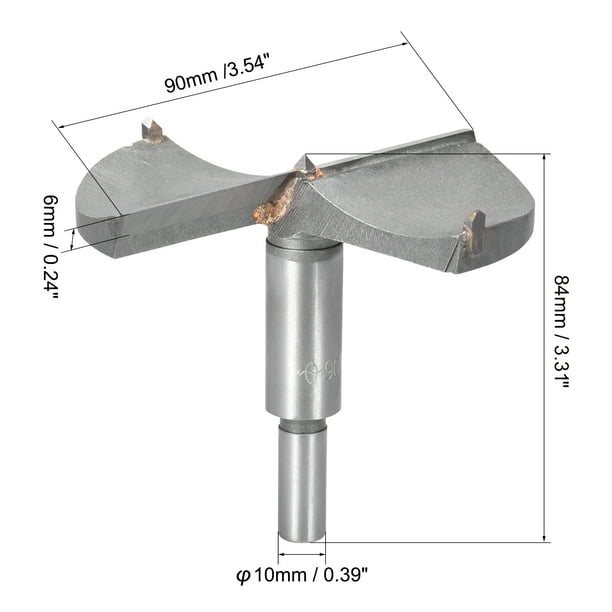 Uxcell Forstner Wood Boring Drill Bit 90mm Dia. Hole Saw Carbide Alloy Steel Tip Round Shank Cutting Tools