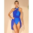 thumbnail image 2 of Doomiva Women Modern Contemporary Dance Dress Lyrical Leotard Costume Chiffon Flowy Dress Royal Blue L, 2 of 7