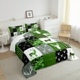 thumbnail image 3 of Manfei Wildlife Deer 3 Pieces Queen Comforter Set,Geometric Buffalo Ultra Soft Bedding Sets,Black Green Bedding Comforter Set,Super Cozy Abstract Room Decor, 3 of 8