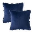 thumbnail image 3 of Phantoscope Pom Pom Velvet Series Decorative Throw Pillow, 18" x 18", Navy Blue, 2 Pack, 3 of 6