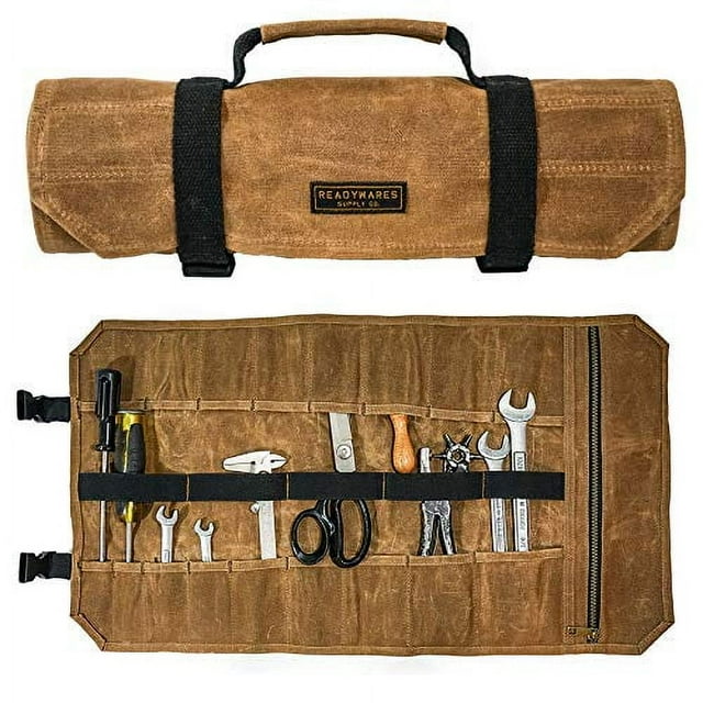 Readywares Tool Roll Bag With 18 Pockets and Pouch with Heavy Duty YKK Zipper