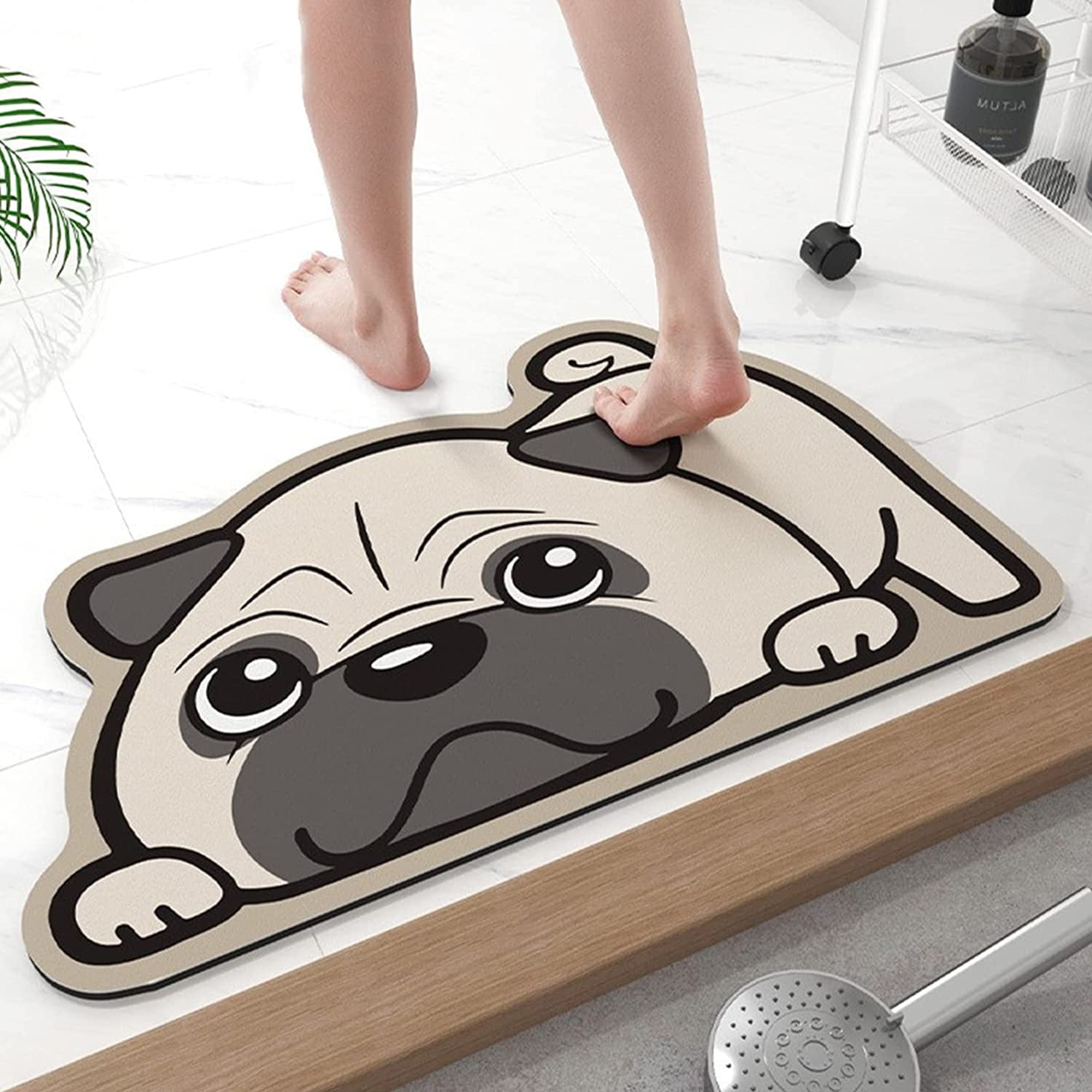 Fun Bath Mat, Funny Cartoon Pug Dog Bath Mat, Soft Non Slip Water Absorbent Diatomite Rug Bath Mat Door Mats Rugs for Entrance Bedroom Kitchen Bathroom Toilet Floors 16 x 24 Inches ( Fun Bath Mat, Funny Cartoon Pug Dog Bath Mat, Soft Non Slip Water Absorbent Diatomite Rug Bath Mat Door Mats Rugs for Entrance Bedroom Kitchen Bathroom Toilet Floors 16 x 24 Inches (