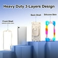 thumbnail image 3 of SaniMore Case for Samsung Galaxy Tab A7 Lite 8.7 inch 2021 Model (SM-T220/T225), Shockproof Shoulder Strap 360° Rotating Handle Bracket Pencil Holder Tri-layer Hybird Anti-drop Kids Shell,Rainbow Blue, 3 of 9