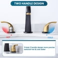 thumbnail image 4 of Wowow 8 in. Widespread Double Handle Bathroom Faucet in Black and Gold, 4 of 8