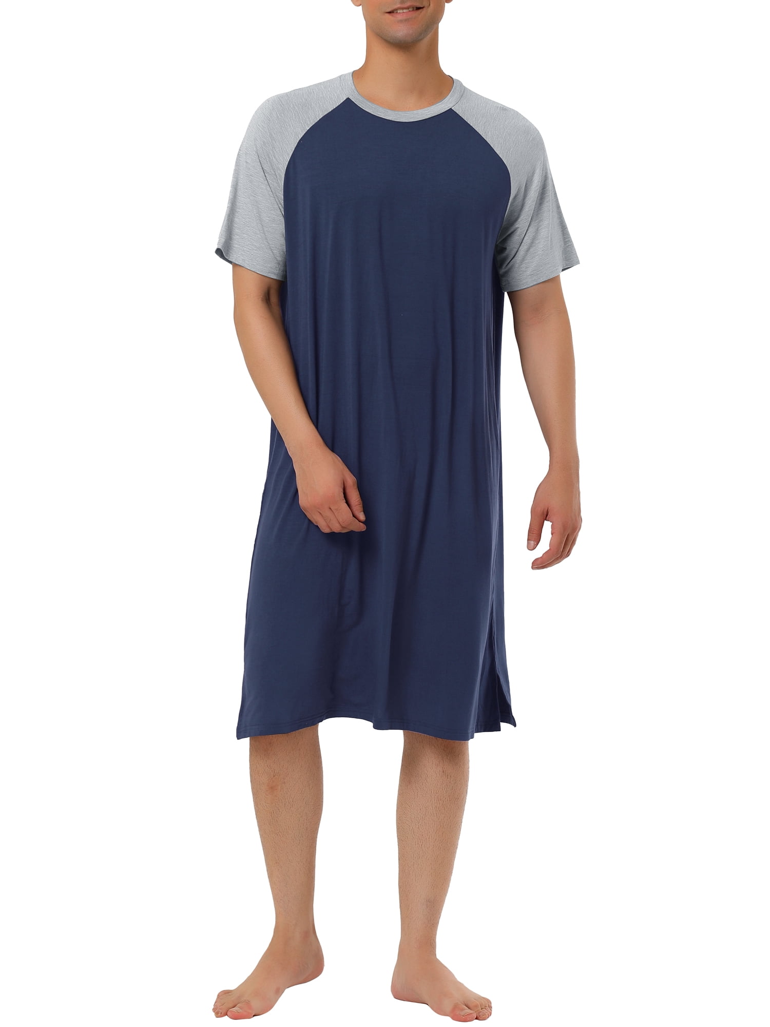 Unique Bargains Men's Nightshirt Raglan Sleeves Lounge Nightgown
