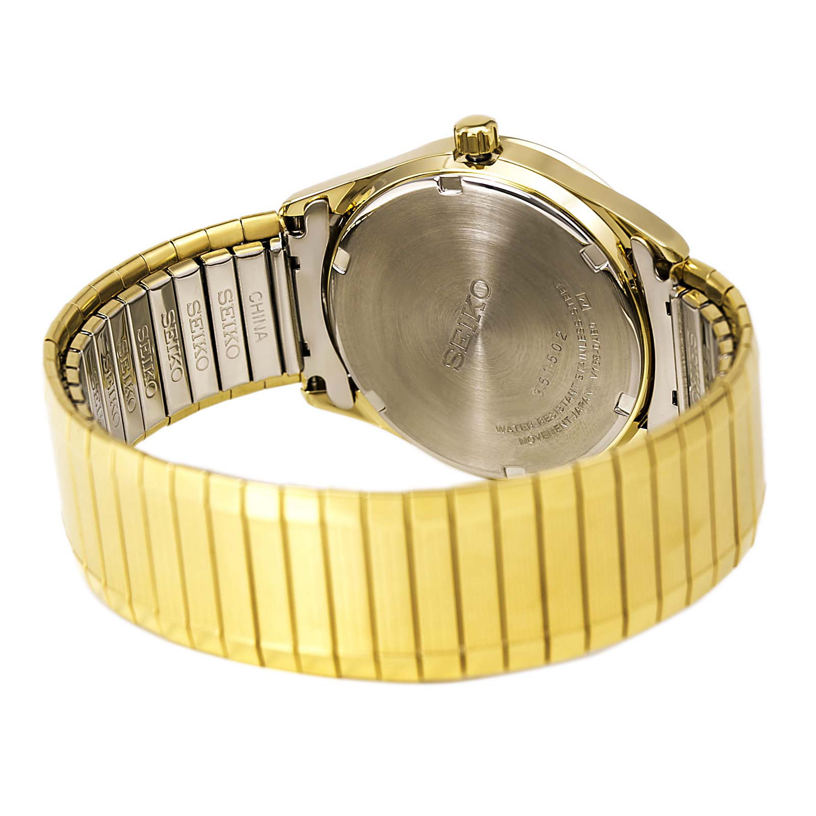 Seiko Men's Solar Quartz Gold-tone Expansion Band Watch SNE058 