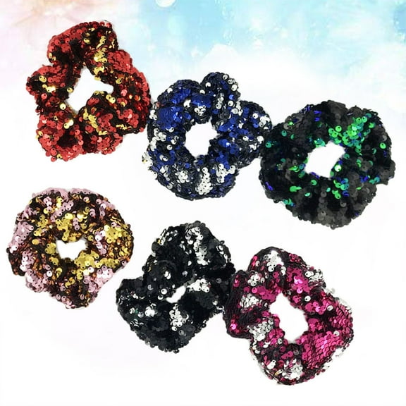 OULII Set of 12 Sequined Flash Hair Ties with Strong Elastic Bands for Ponytails and Hairstyles