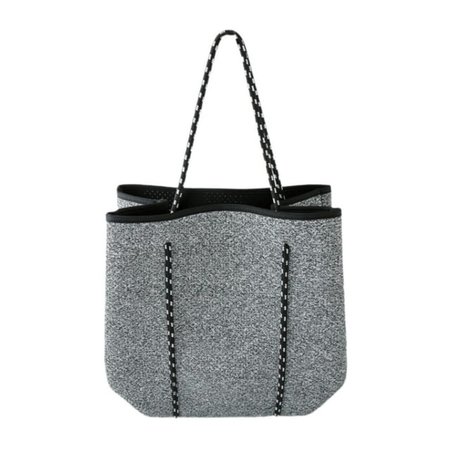 Bolsa de neopreno para mujer con bolsa pequeña de playa, cesta de playa de gran capacidad. Gris claro
