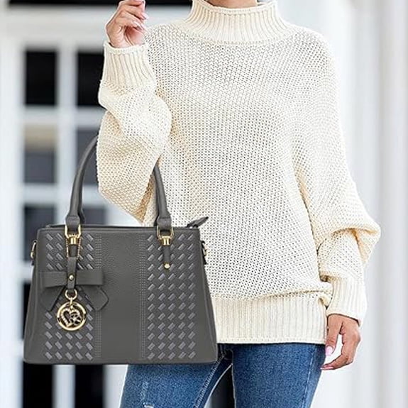 Purses and Handbags for Women Fashion PU Leather Satchel Shoulder Bags Solid Color Office Work Tote Crossbody Bag