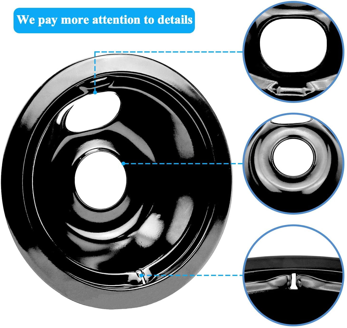 Beaquicy Burner Drip Pan Bowls 6 & 8 Inch for GE Hotpoint Electric Stove Range