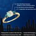 thumbnail image 2 of Gem Stone King 10K Yellow Gold Simulated White Opal and Blue Diamond 3-Stone Ring for Women | 0.50 Cttw | Round Cabochon 6MM | Gemstone October Birthstone | Size 6, 2 of 6