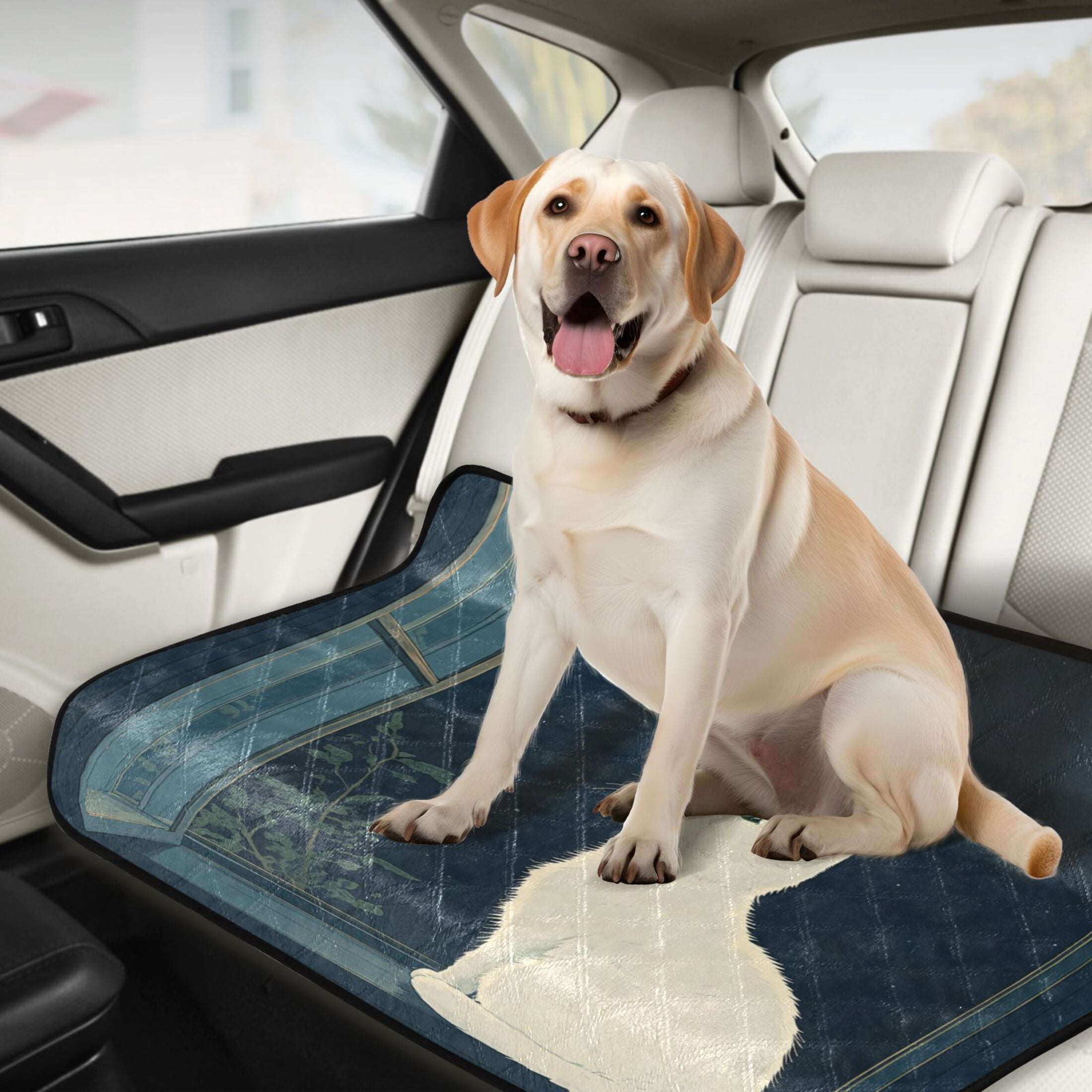 Qxltty White Cat Enjoying The Moon Cat litter Pads Pet Set of 2 Diaper Mats Center Anti-leakage Layer Absorbent Soft and Comfortable