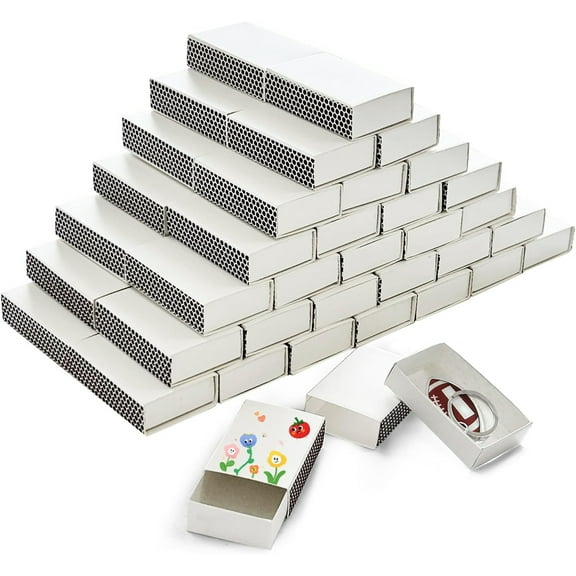 Tutuviw 50 Pack Blank Matches Containers,DIY Match Holder with Double-Sided Striker,Matches Box for Decorative,Blank Match Storage Boxes for Wedding Baby Shower Tea Party Guests(No Matches)