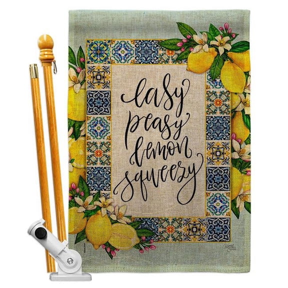 Breeze Decor HS120262-DB Easy Lemon Food Fruit 28 x 40 in. Double-Sided Decorative Vertical House Flag Set for Decoration Banner Garden Yard Gift