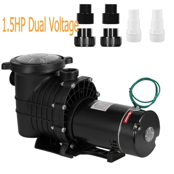 SHZOND 1.5HP Swimming Pool Pump, Dual Voltage 110/220V Self Primming Pool Pump, 1100W 60HZ Above Ground Pool Pump wIth Strainer Basket Silent Operation, 6Pcs Connectors, Free Shipping