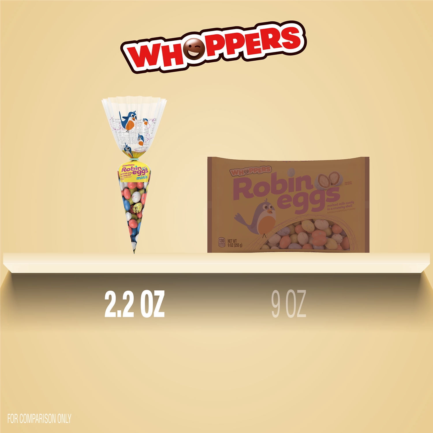 WHOPPERS Robin Eggs Minis Malted Milk Balls, Easter Candy Gift Bag, 2.2 oz