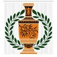 thumbnail image 3 of Ambesonne Retro Shower Curtain, Greek Vase Laurel, 69"Wx84"L, Hunter Green Orange, 3 of 3